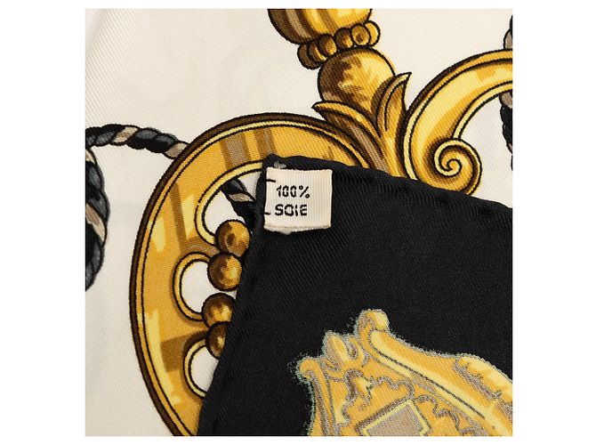 Foulard in seta bianco Hermès Les Cles 90 Scarves - vista 2