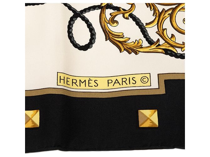 Foulard in seta bianco Hermès Les Cles 90 Scarves - vista 3