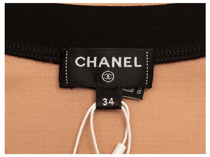 Tan & Multicolor Chanel Embellished Wool Short Sleeve Top Size FR 34 Camel - view 4