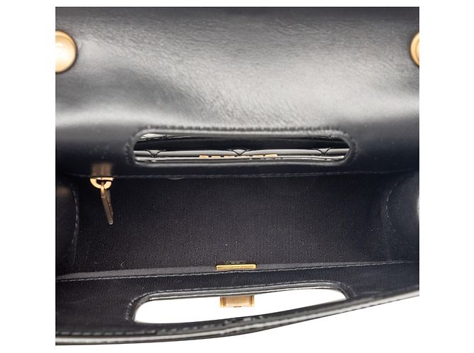 Borsa Chanel Mini Quilted Patent Graphic Catch Flap Nera Nero - vista 4