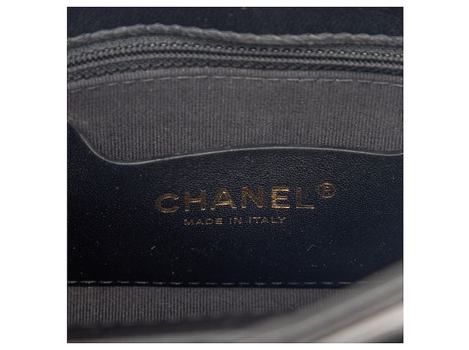 Borsa Chanel Mini Quilted Patent Graphic Catch Flap Nera Nero - vista 5