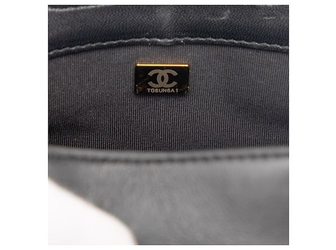 Borsa Chanel Mini Quilted Patent Graphic Catch Flap Nera Nero - vista 6