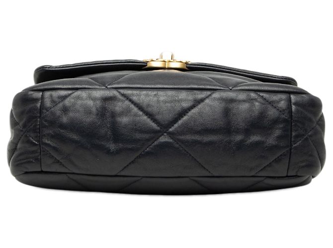 Borsa a patta 19 in agnello blu Chanel Medium - vista 3