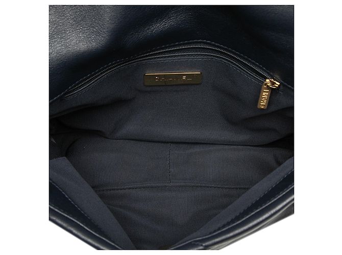 Borsa a patta 19 in agnello blu Chanel Medium - vista 4