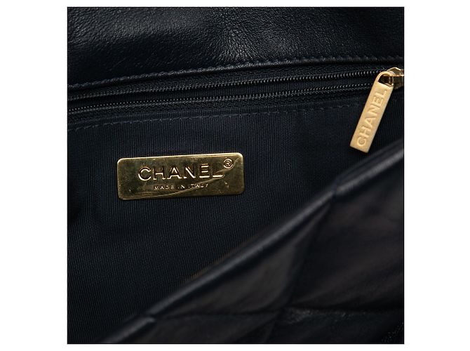 Borsa a patta 19 in agnello blu Chanel Medium - vista 5