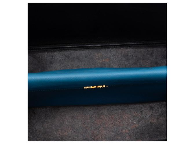 Blauer Prada Large Saffiano Leder Double Satchel - Ansicht 4