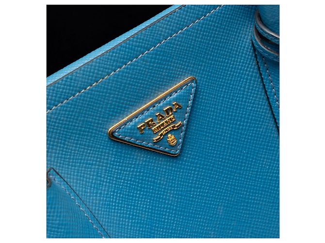 Blauer Prada Large Saffiano Leder Double Satchel - Ansicht 5