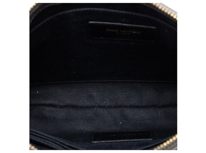Borsa a tracolla Teen Monogram in pelle grigia Saint Laurent Grigio - vista 4