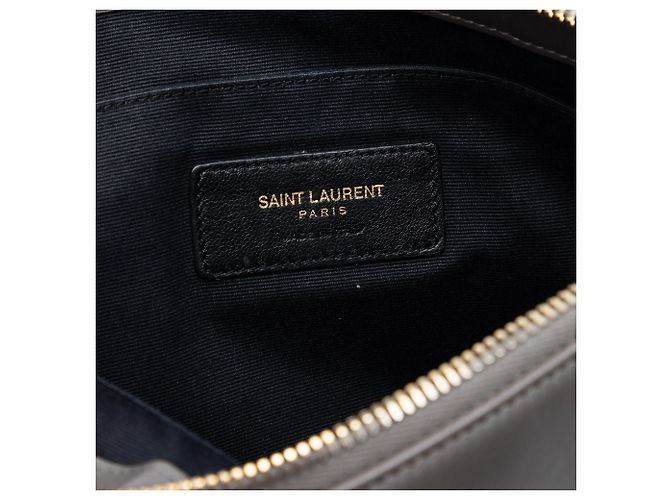 Borsa a tracolla Teen Monogram in pelle grigia Saint Laurent Grigio - vista 5