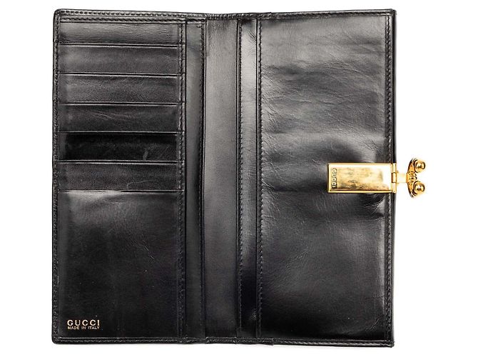 Cartera larga Gucci de piel de becerro negra Horseshoe Negro - vista 4