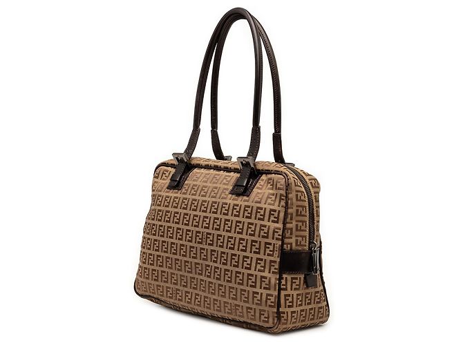 Borsa a tracolla Fendi Zucchino Canvas Beige - vista 2