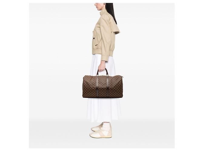 Borsa da viaggio Louis Vuitton Keepall 50 Damier Ebene Marrone - vista 7