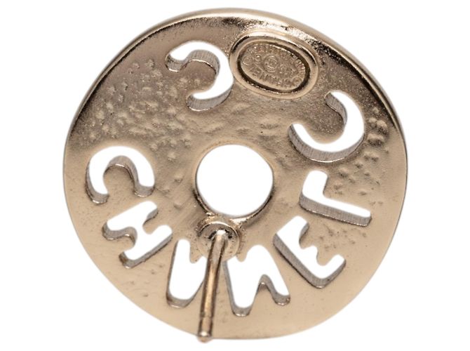 Orecchini a lobo Coco Logo Disc placcati oro Chanel con strass e perle finte D'oro - vista 3