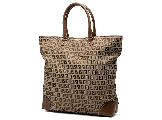 Borsa shopping Fendi Zucchino Canvas Chef marrone - vista 2