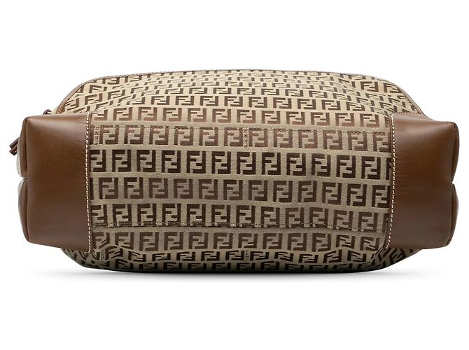 Borsa shopping Fendi Zucchino Canvas Chef marrone - vista 3