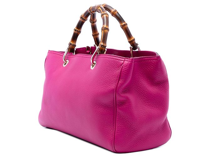 Bamboo Bolsa de ombro Gucci Medium em couro de bezerro rosa com alça de bambu - vista 2