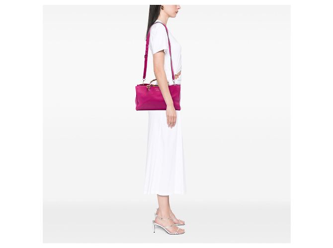 Bamboo Bolsa de ombro Gucci Medium em couro de bezerro rosa com alça de bambu - vista 6