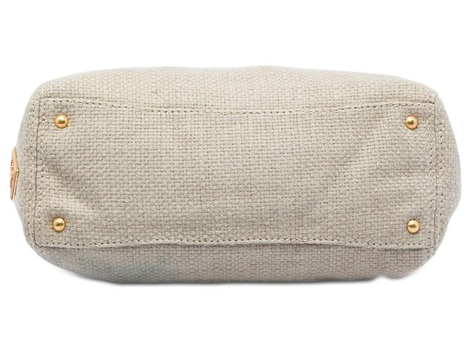 Tote Borsa shopping in rafia e lino beige Prada con frange - vista 3