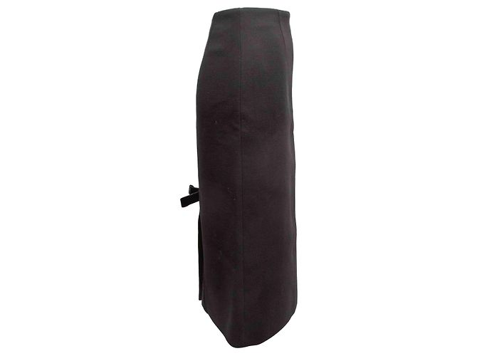Bow Falda lápiz de lana virgen negra Prada Talla IT 38 Negro - vista 2