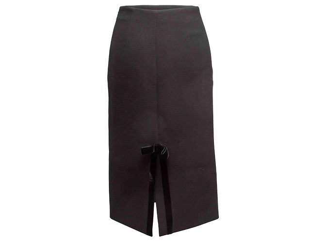 Bow Falda lápiz de lana virgen negra Prada Talla IT 38 Negro - vista 3