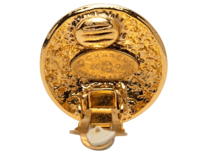 Orecchini a cerchio Chanel CC placcati in oro D'oro - vista 3