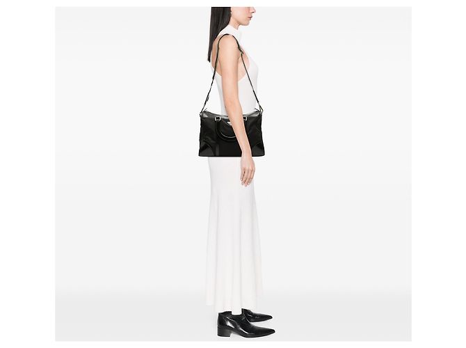 Borsa Satchel a manico in Tessuto nero Prada - vista 6