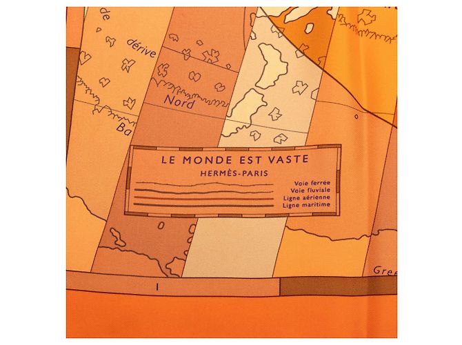 Sciarpa in seta Hermès Le Monde Est Vaste 90 Arancione - vista 4