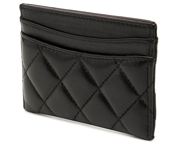 Tarjetero de piel de cordero acolchado Chanel CC negro - vista 2