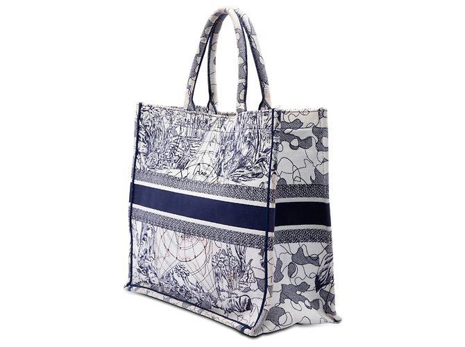 Book Tote Tote Book Dior in tela bianca con ricami Around The World Bianco - vista 2