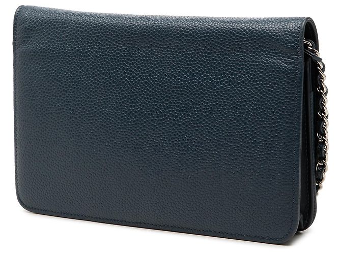 Bolsa Crossbody Blue Chanel CC Caviar Wallet On Chain Azul - vista 2