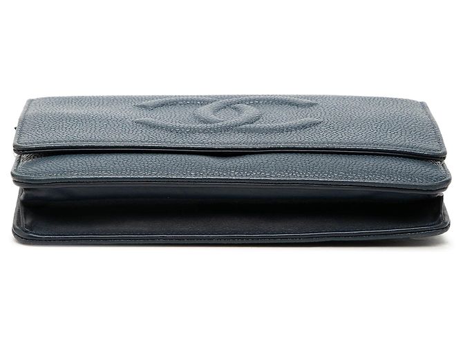 Bolsa Crossbody Blue Chanel CC Caviar Wallet On Chain Azul - vista 3