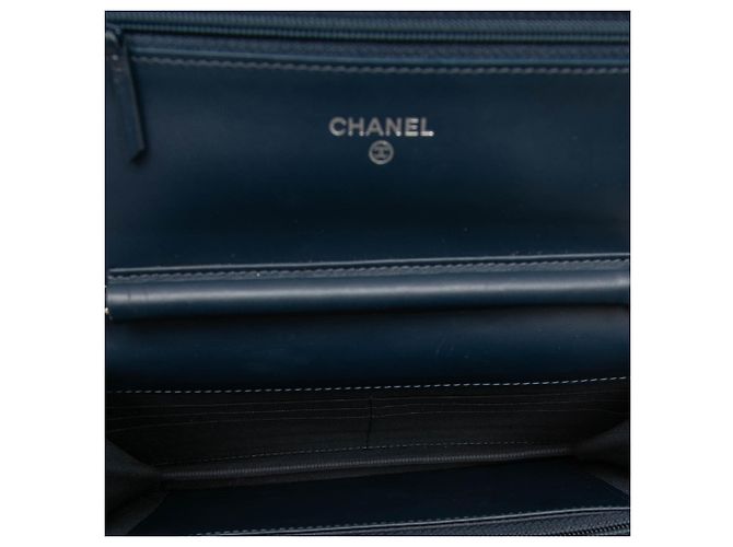 Bolsa Crossbody Blue Chanel CC Caviar Wallet On Chain Azul - vista 4