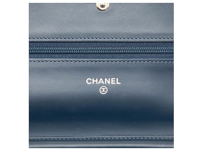 Bolsa Crossbody Blue Chanel CC Caviar Wallet On Chain Azul - vista 5