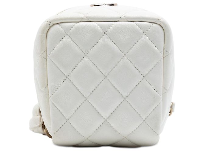 Weiße Chanel CC gesteppte Lammleder Cube Zip Clutch mit Kette Vanity Bag - Ansicht 3