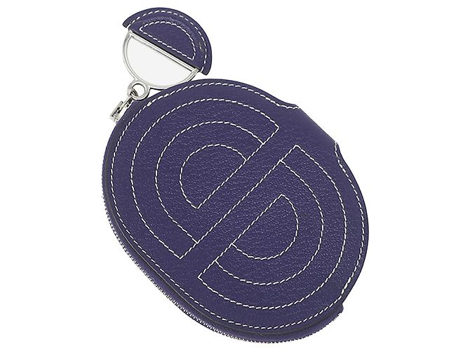 Portafoglio In The Loop in chevre Mysore blu Hermès - vista 2