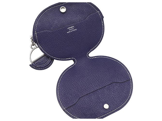 Portafoglio In The Loop in chevre Mysore blu Hermès - vista 4