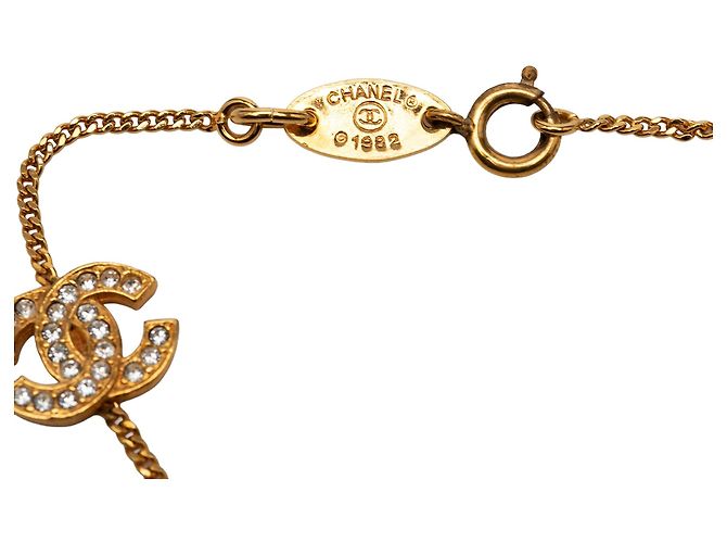 Bracciale Chanel Triple CC placcato oro e strass D'oro - vista 4