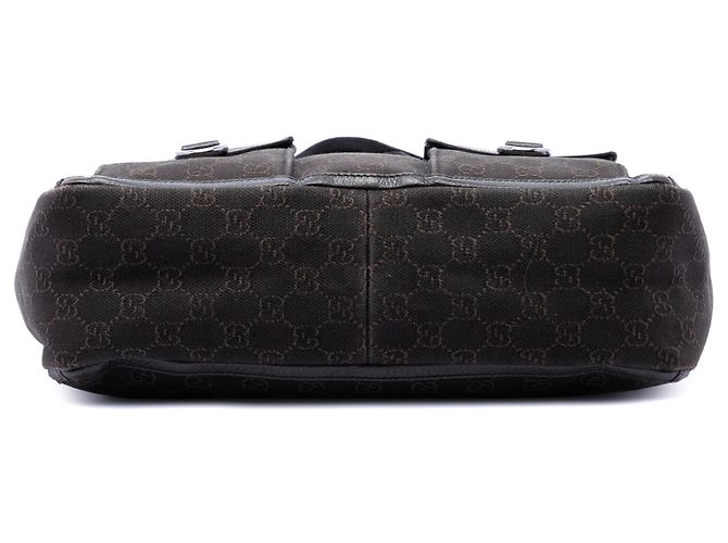 Tote Abbey in denim GG Gucci marrone con tasca e anello a D - vista 3