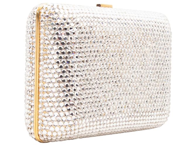 Clutch rigida Judith Leiber impreziosita da cristalli Argento & Oro - vista 3