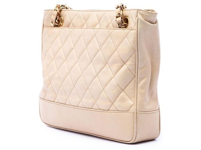 Bolso de hombro Chanel CC de piel de cordero acolchado color Tan Coco Ball Chain Camello - vista 2
