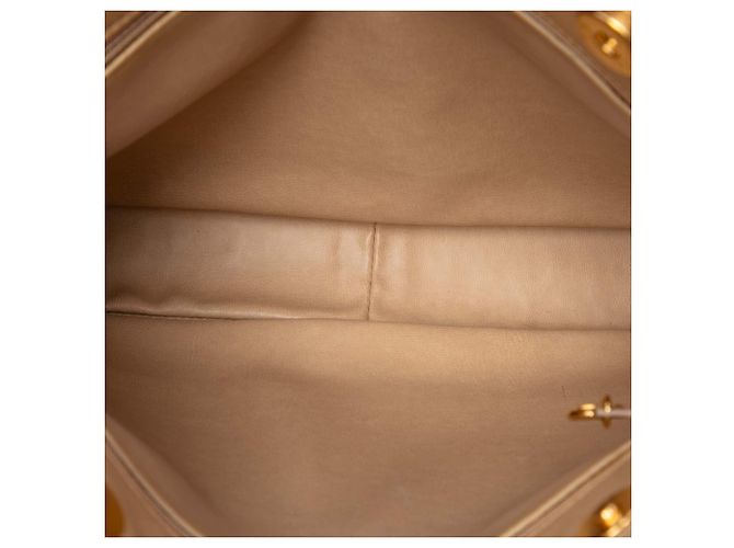 Bolso de hombro Chanel CC de piel de cordero acolchado color Tan Coco Ball Chain Camello - vista 4