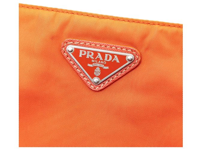Borsa a tracolla Prada Tessuto arancione con chiusura a zip - vista 5