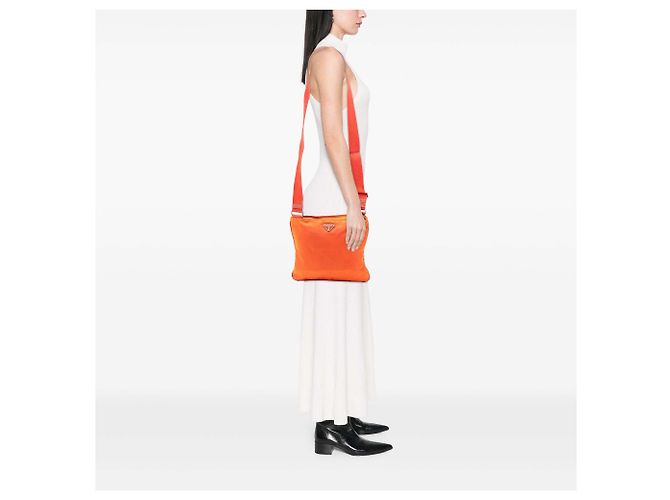 Borsa a tracolla Prada Tessuto arancione con chiusura a zip - vista 6