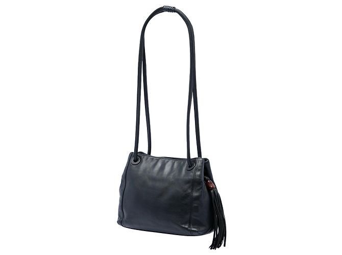 Borsa a tracolla Chanel CC in agnello nero con nappa - vista 2