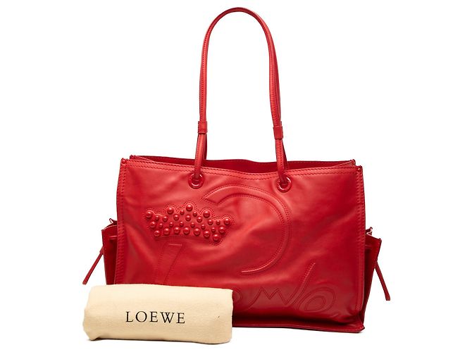 Tote LOEWE Red Studded Leather Crown Rosso - vista 7