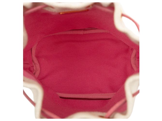 Pouch con coulisse Prada Canvas Canapa Logo Beige - vista 4