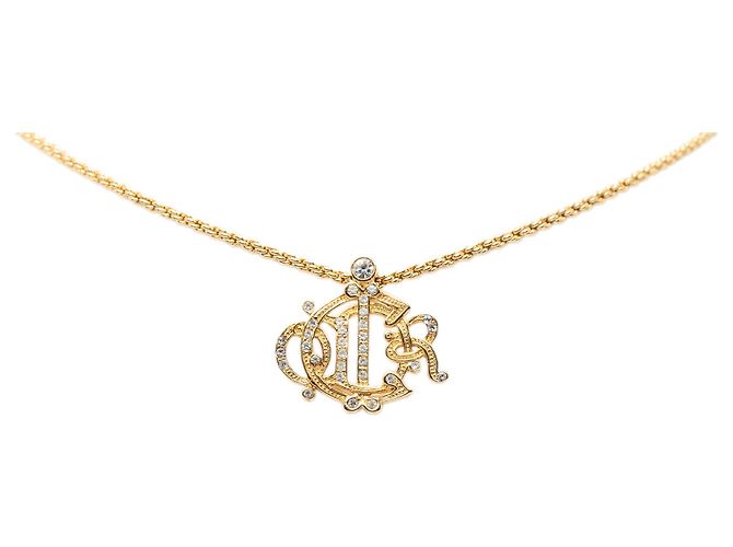 Collana con pendente logo strass placcato oro Gold Dior - vista 2