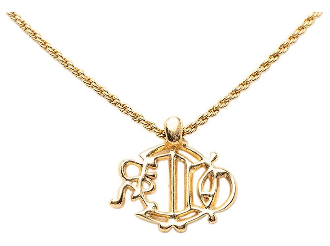 Collana con pendente logo strass placcato oro Gold Dior - vista 3
