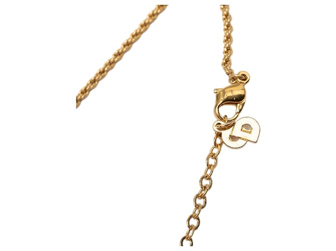 Collana con pendente logo strass placcato oro Gold Dior - vista 4