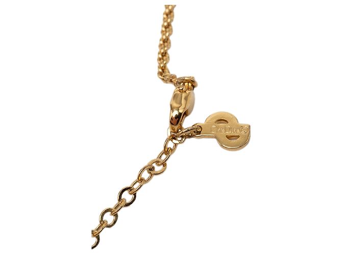 Collana con pendente logo strass placcato oro Gold Dior - vista 5